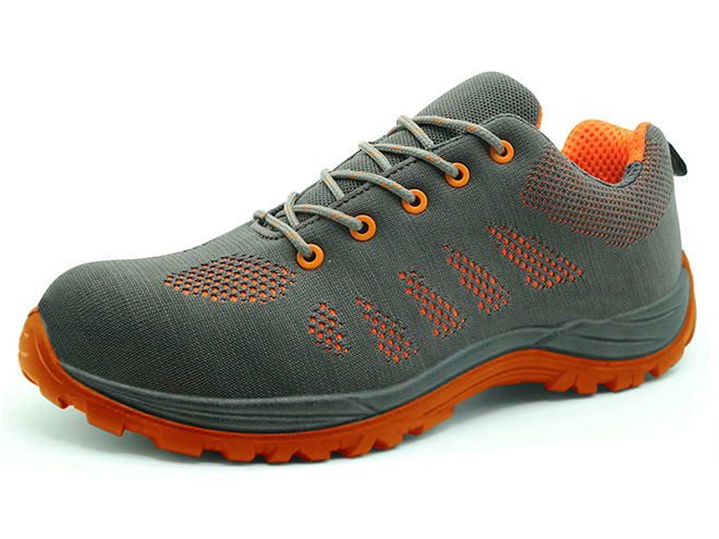 Fashionable and sporty safety shoes with flyknit shoes and PU sole